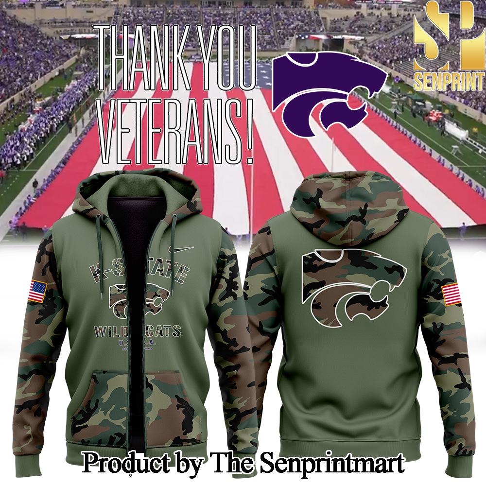 Kansas State Wildcats football 2024 Military Appreciation For Fans Zip Hoodie SEN0378