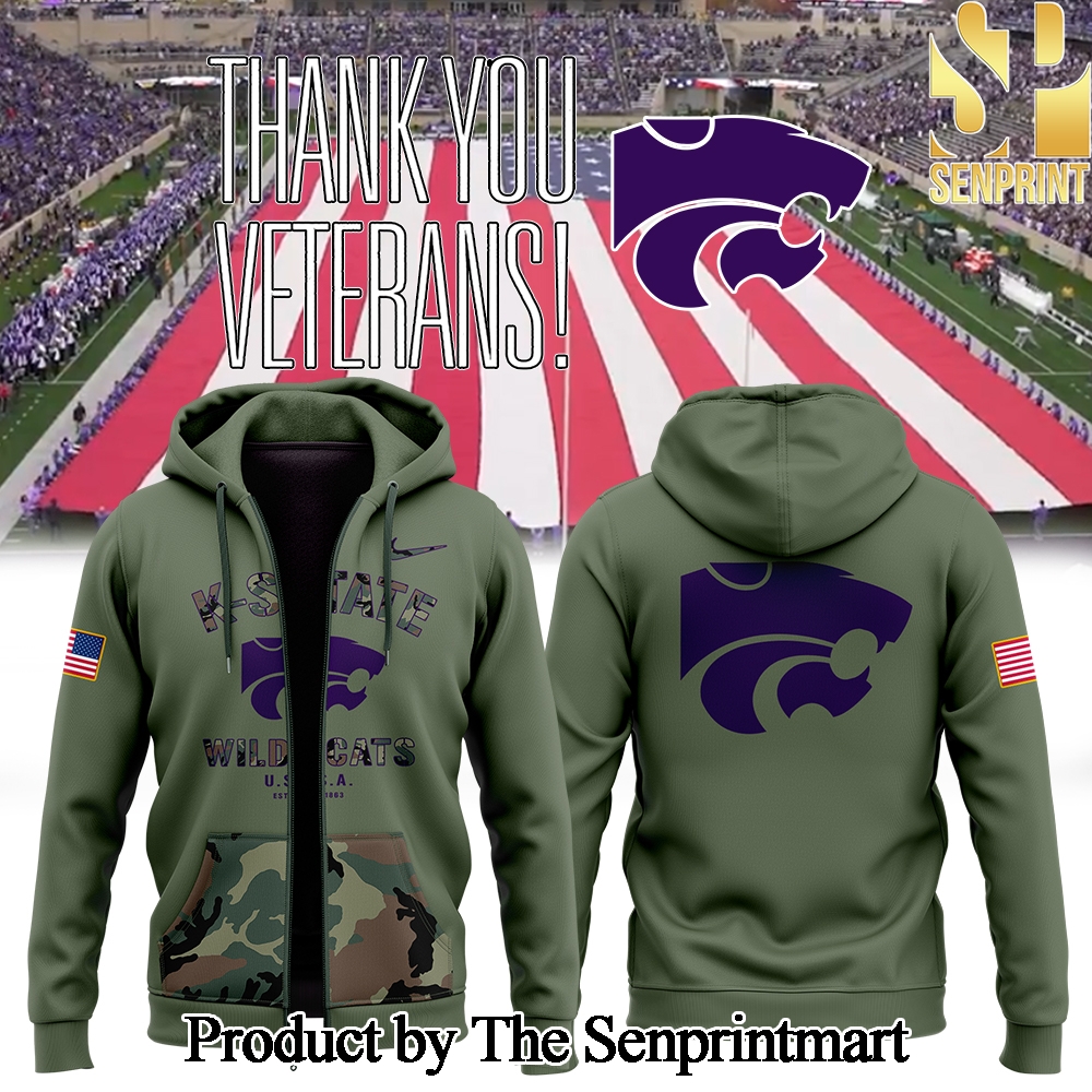 Kansas State Wildcats football 2024 Military Appreciation For Fans Zip Hoodie SEN0379