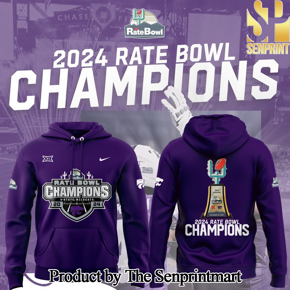 Kansas State Wildcats football 2024 RATE BOWL CHAMPIONS Hoodie SEN0367