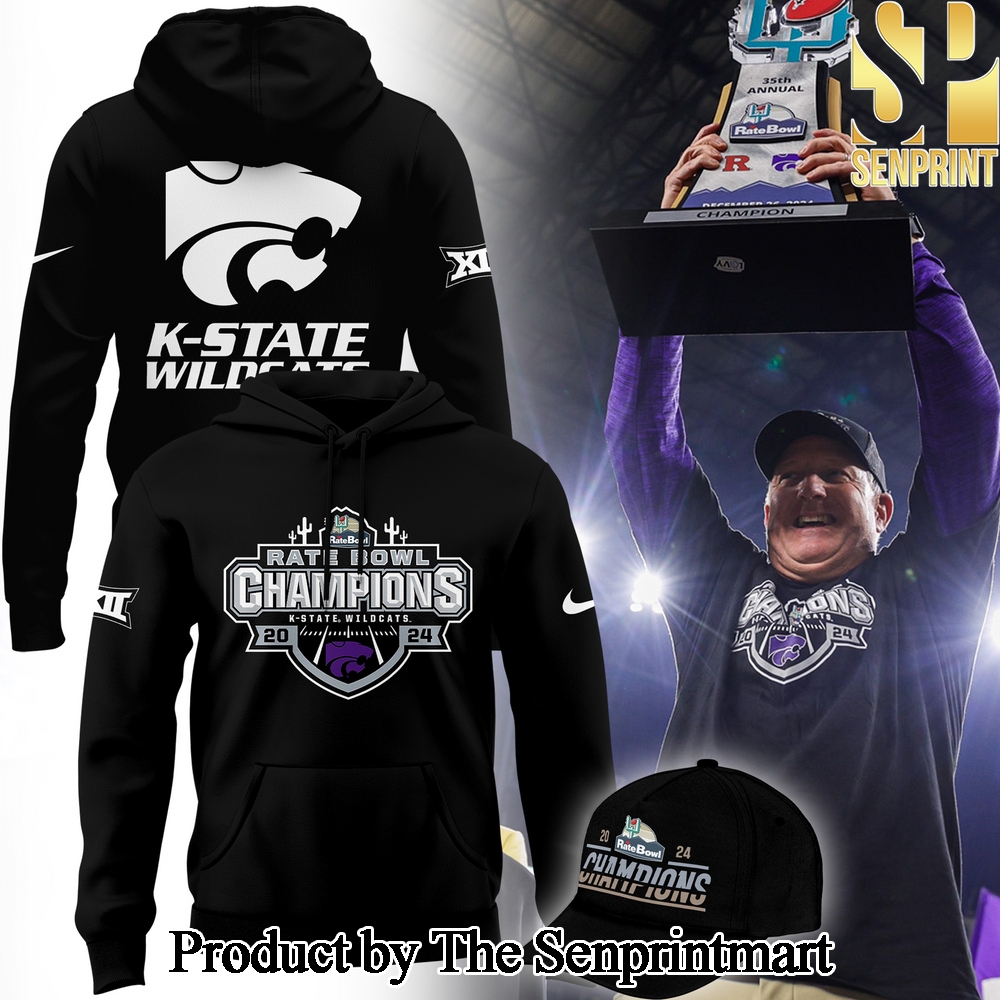 Kansas State Wildcats football 2024 RATE BOWL CHAMPIONS Hoodie SEN0368