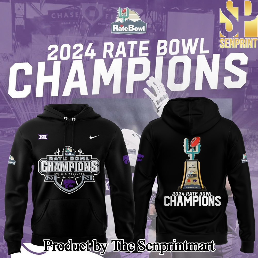 Kansas State Wildcats football 2024 RATE BOWL CHAMPIONS Hoodie SEN0370