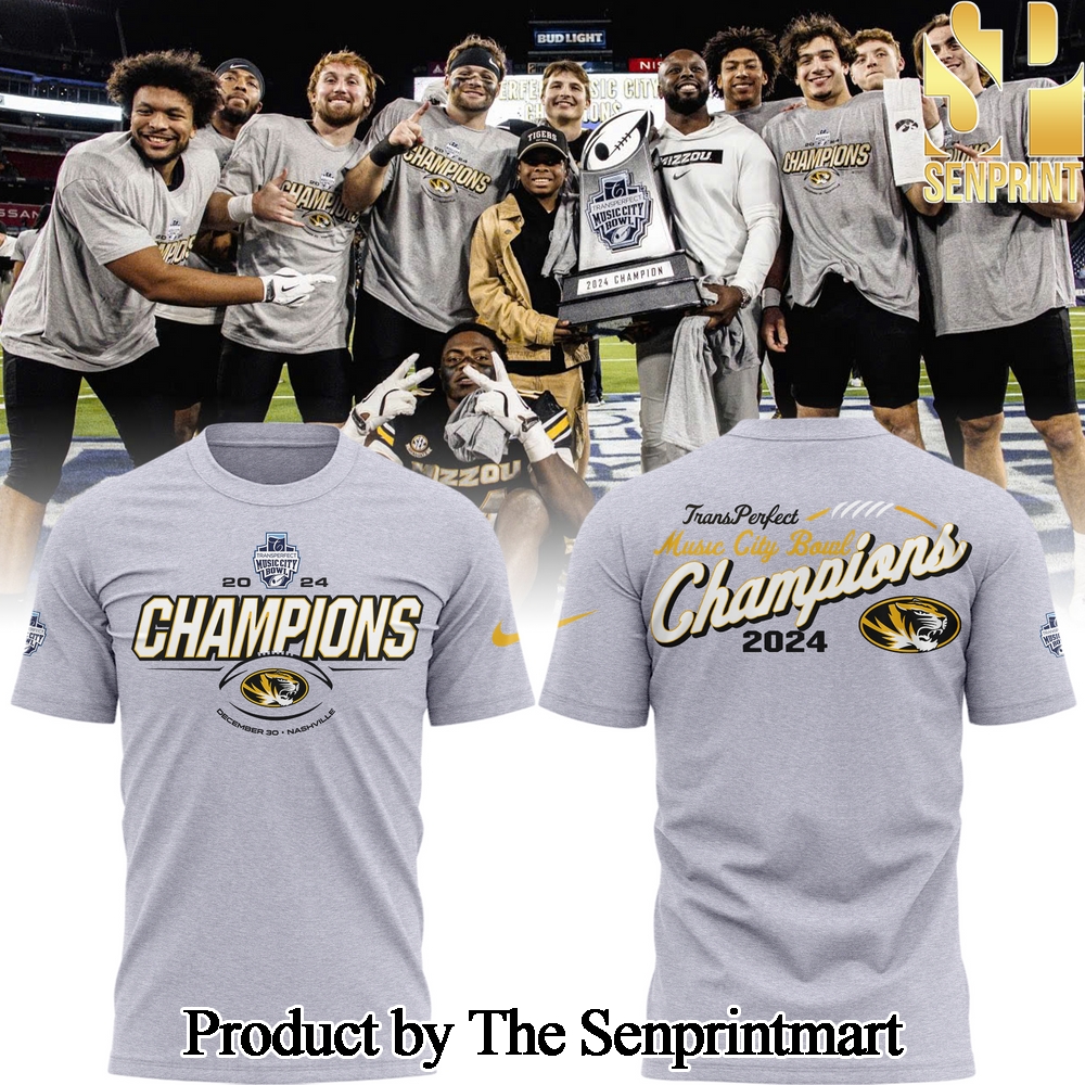 Missouri Tigers football ARE THE 2024 TRANSPERFECT MUSIC CITY BOWL CHAMPS For Sport Fans T-shirt SEN0278