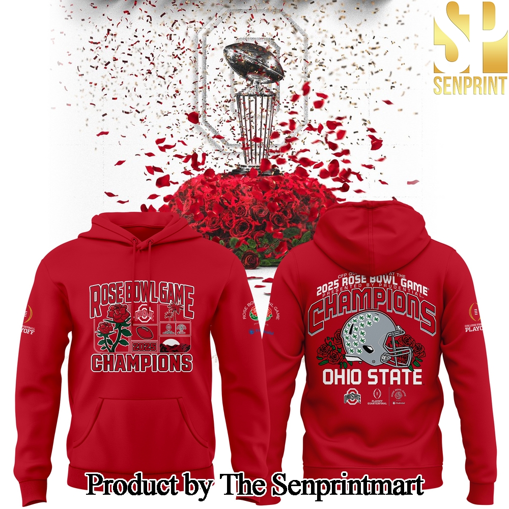 Ohio State Buckeyes College Football Playoff 2025 Rose Bowl Champions For Sport Fan 3D Shirt SEN0104