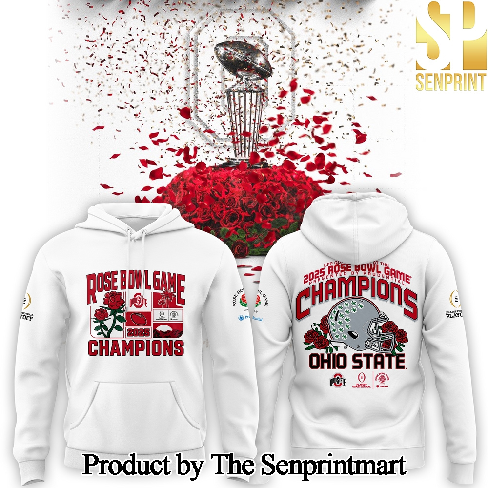 Ohio State Buckeyes College Football Playoff 2025 Rose Bowl Champions For Sport Fans 3D Shirt SEN0105