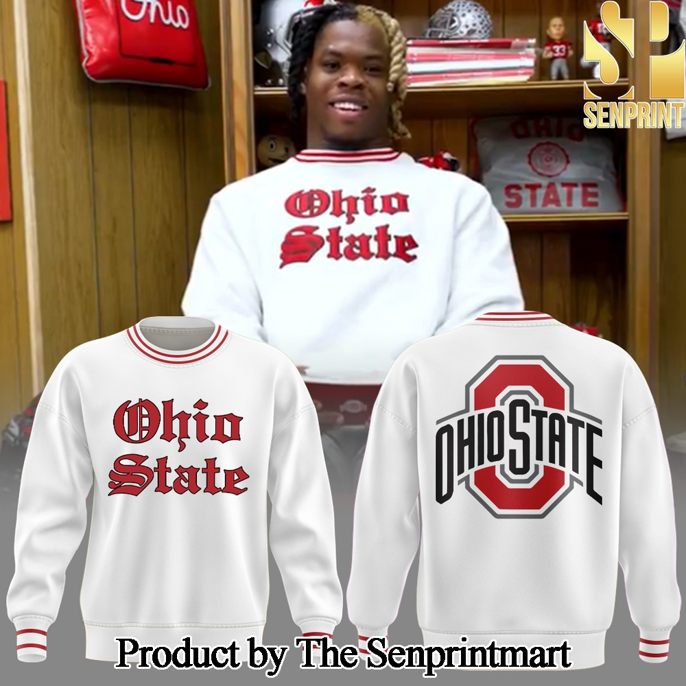 Ohio State Buckeyes Football White For Fans All Over Printed Sweatshirt 2024 SEN0125