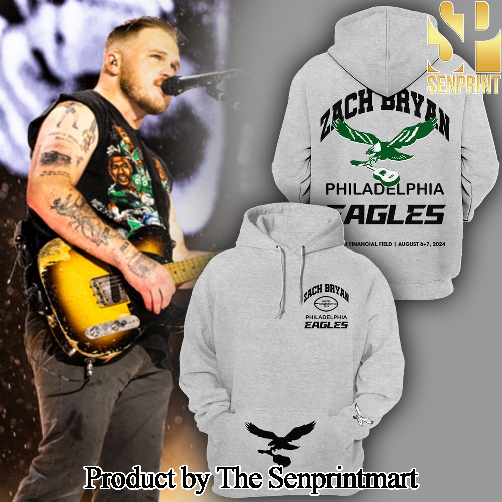 Zach Bryan x Eagles Gray For Sport Fans 3D Hoodie SEN0831