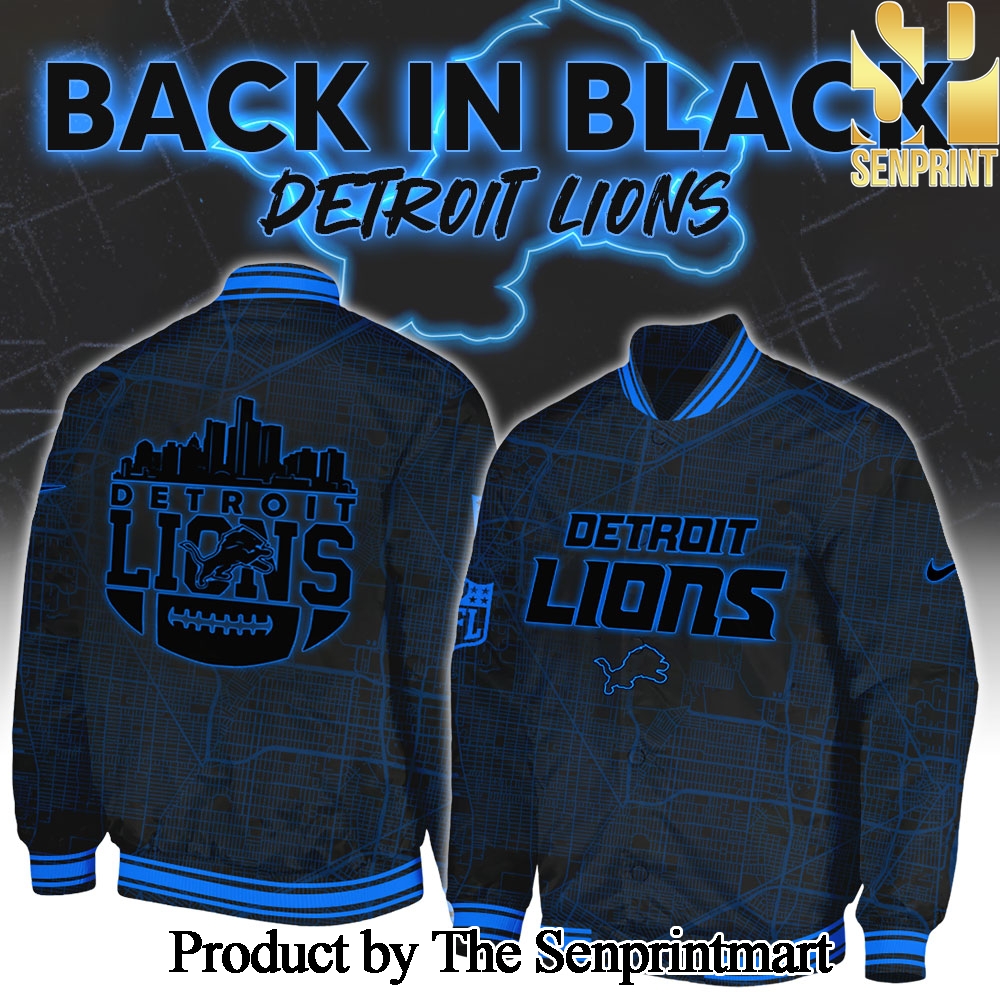 Detrois Lions 2024 Back In Black Baseball Jacket SEN0242