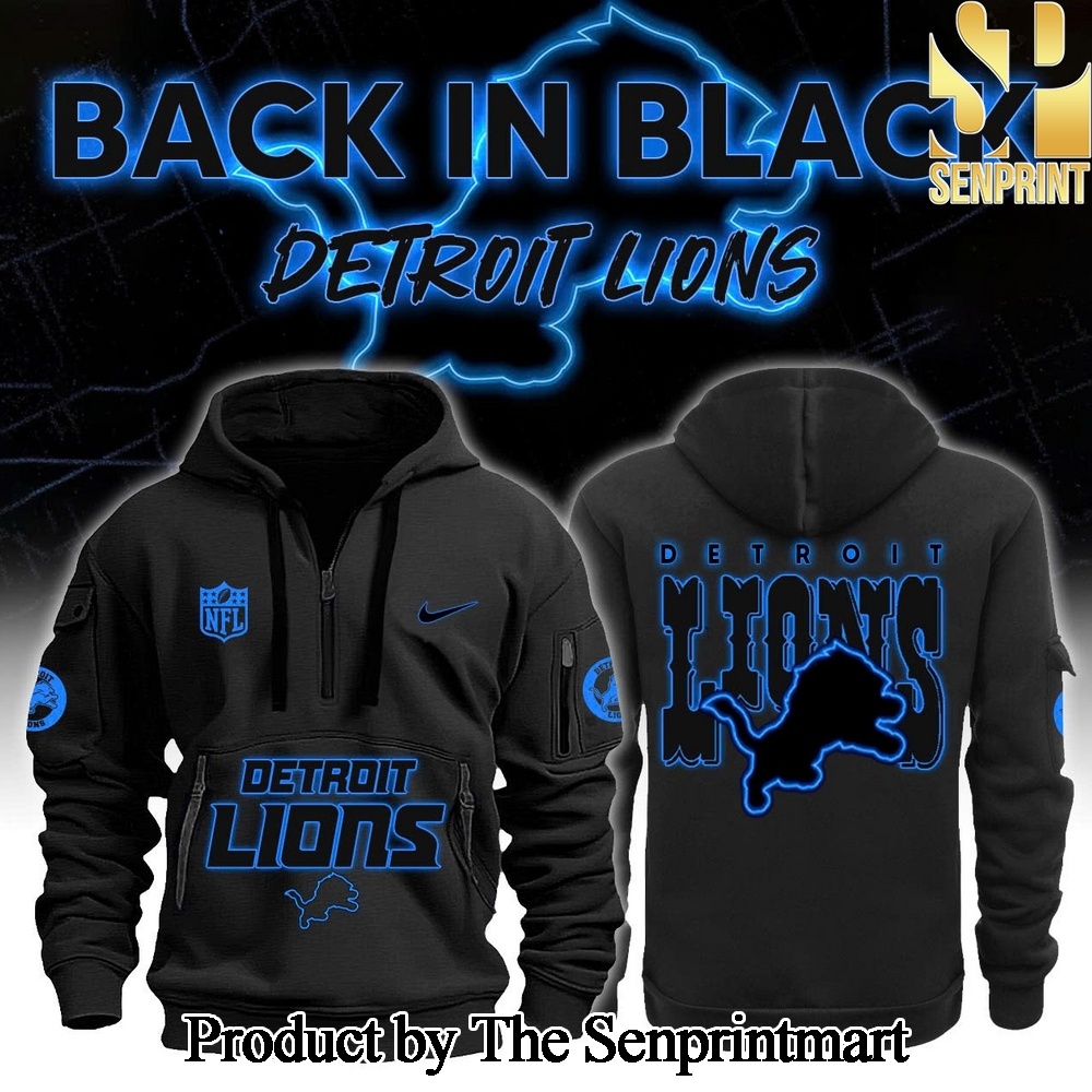 Detrois Lions 2024 Back In Black Half-Zip Hoodie SEN0217