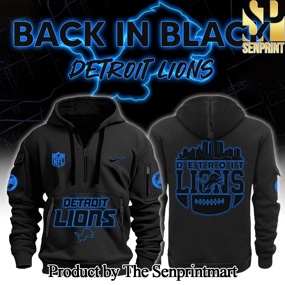 Detrois Lions 2024 Back In Black Half-Zip Hoodie SEN0223