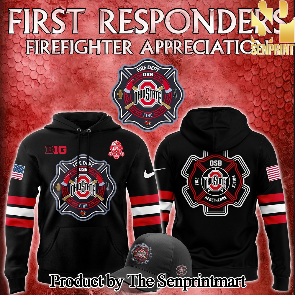 Men’s Ohio State Buckeyes x 2024 Firefighter Appreciation Night Premium Limited Pattern All Over Print Shirt