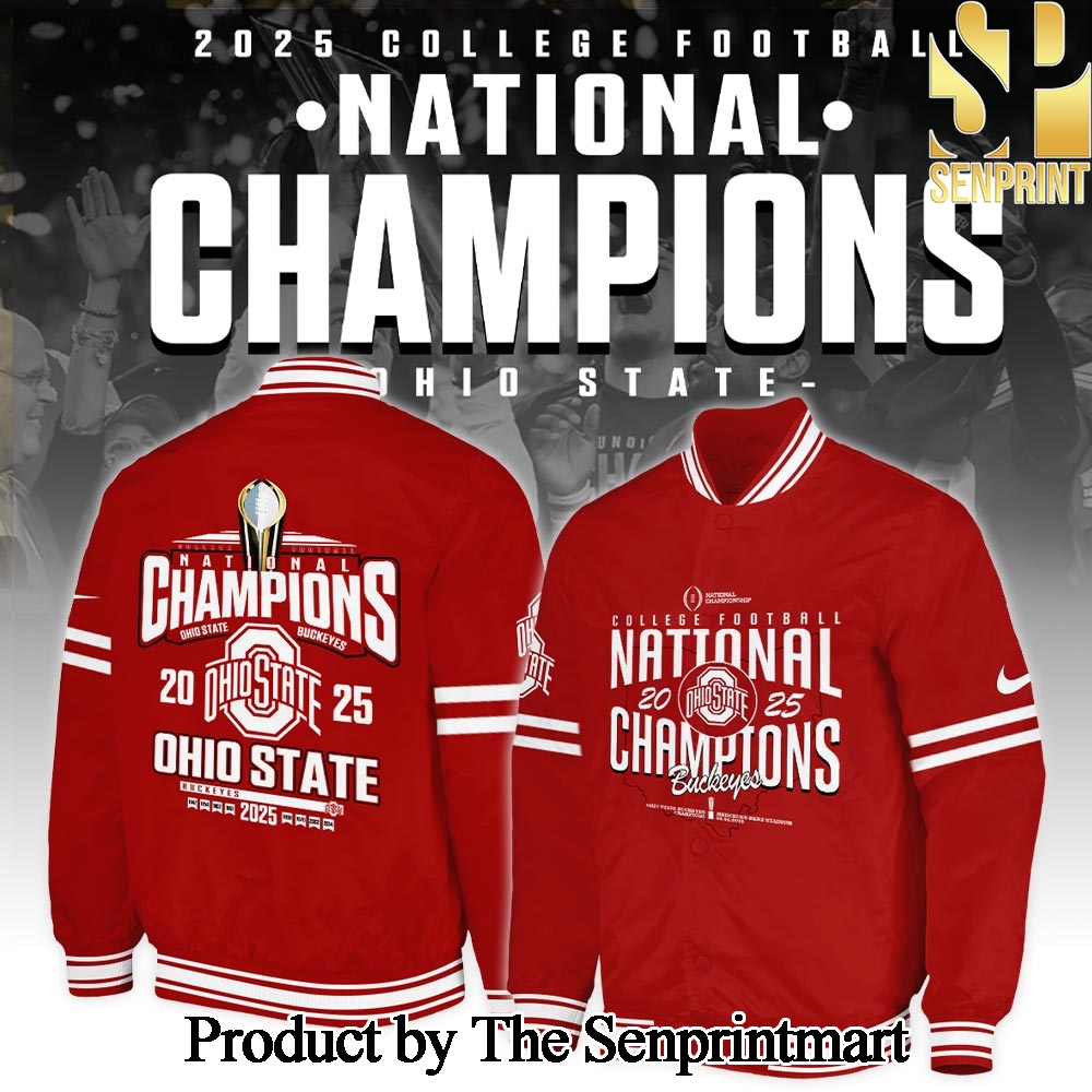 Ohio State Buckeyes National Champions 2025 Bomber College Football Unique 3D Shirt