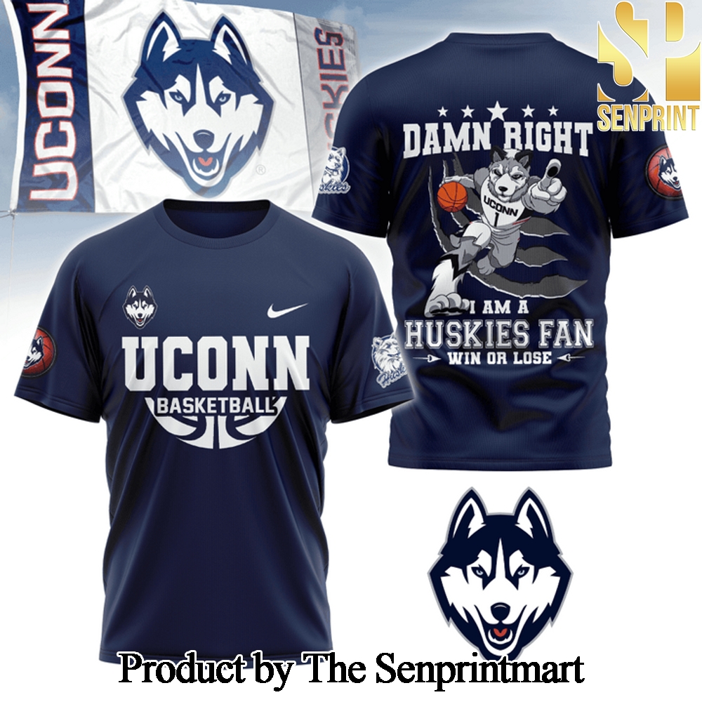 Uconn Basketball 2024 Pattern All Over Printed Shirt