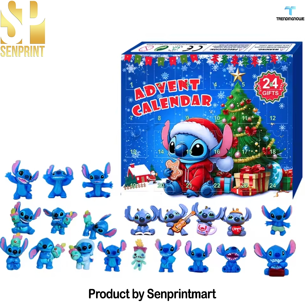 24 Surprise Anime Figure Toys Christmas Stitch Christmas Daily Gift Box 2025