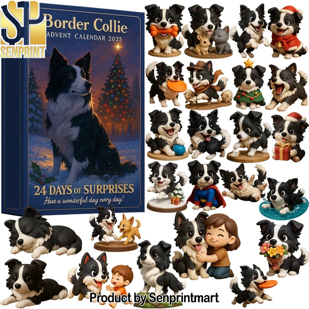 Border Collie Dog Figurines Christmas Countdown Gift Festive Countdown Calendar 2025 Border Collie Dog Figurines Christmas Countdown Gift Festive Countdown Calendar 2025