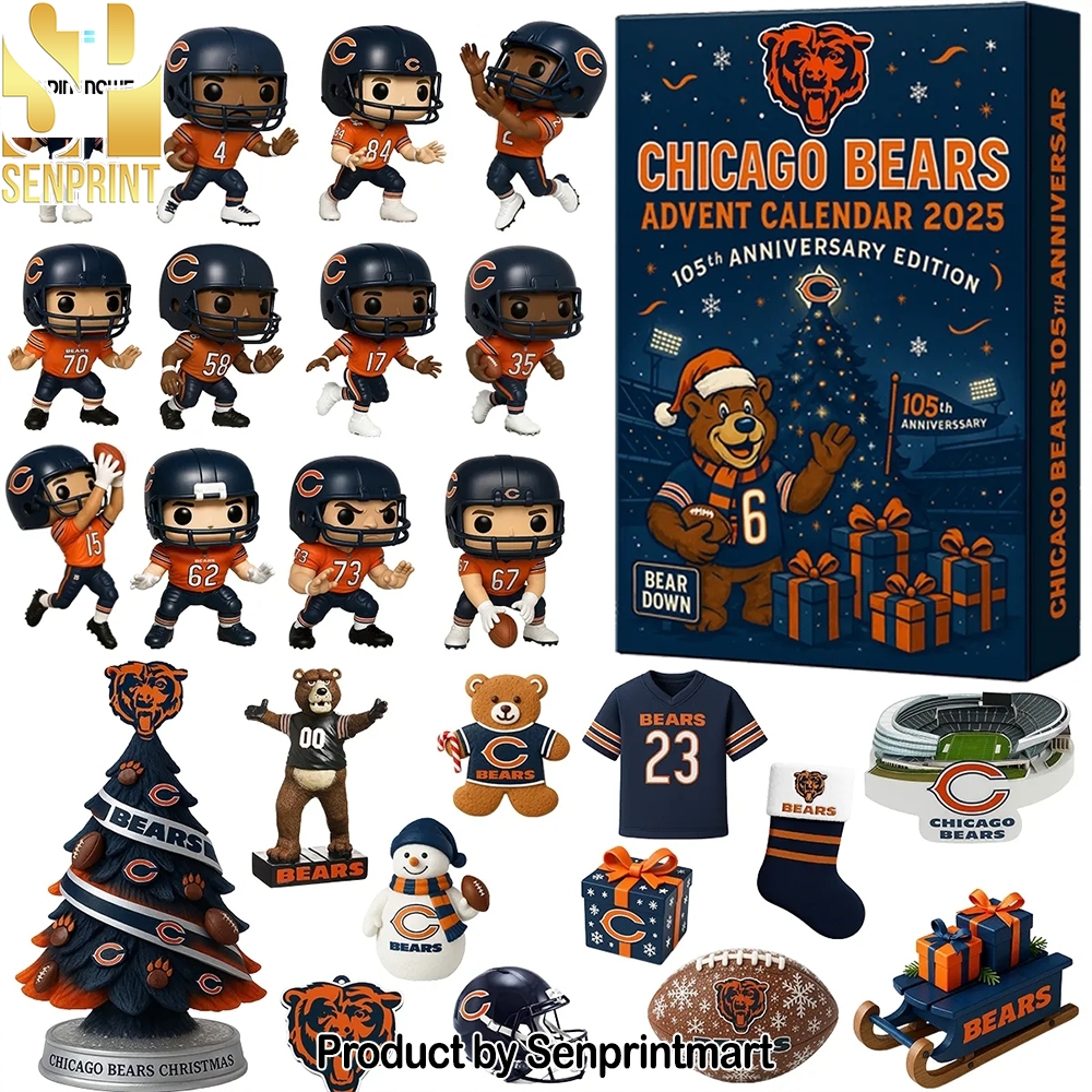 Chicago Bears 105Th Anniversary Nfl Collectible Gift For Fans Festive Countdown Calendar 2025
