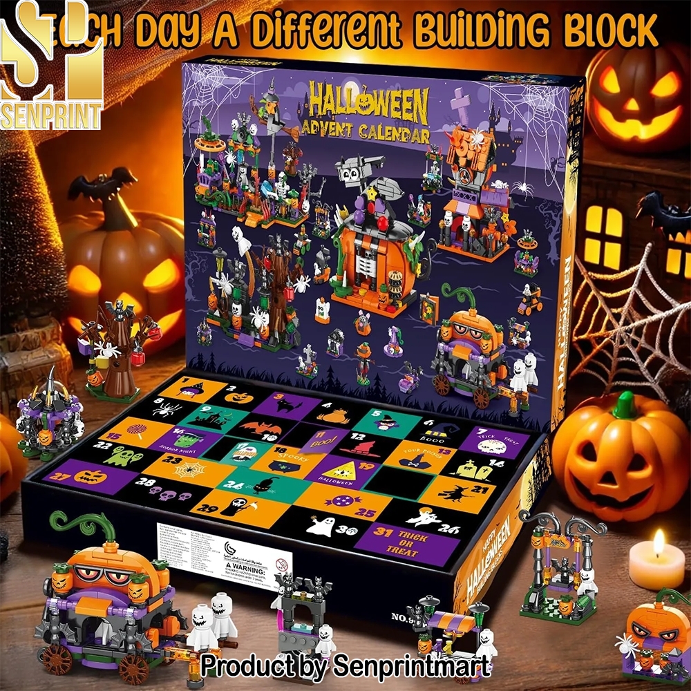 Halloween 31 Days Spooky Haunted House Ghosts Bats Pumpkins Building Block Toy Set Holiday Gift Box 2025