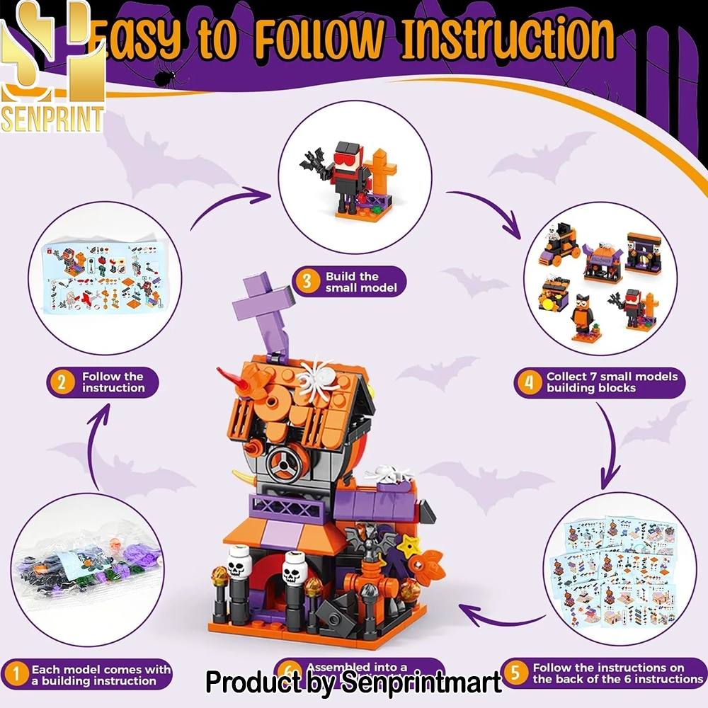 Halloween 31 Days Spooky Haunted House Ghosts Bats Pumpkins Building Block Toy Set Holiday Gift Box 2025 Halloween 31 Days Spooky Haunted House Ghosts Bats Pumpkins Building Block Toy Set Holiday Gift Box 2025