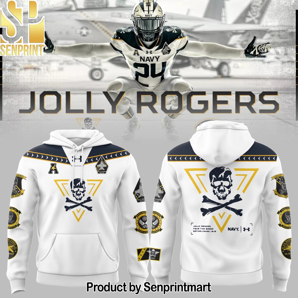 2024 Navy FB White Hoodie – Sports Fan Outfit 2104