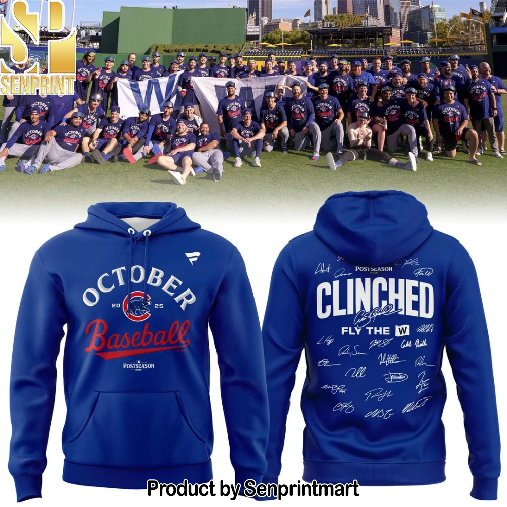 2025 Clinched _Fly The W_ Chicago Cubs Hoodie – Sports Fan Outfit 1649