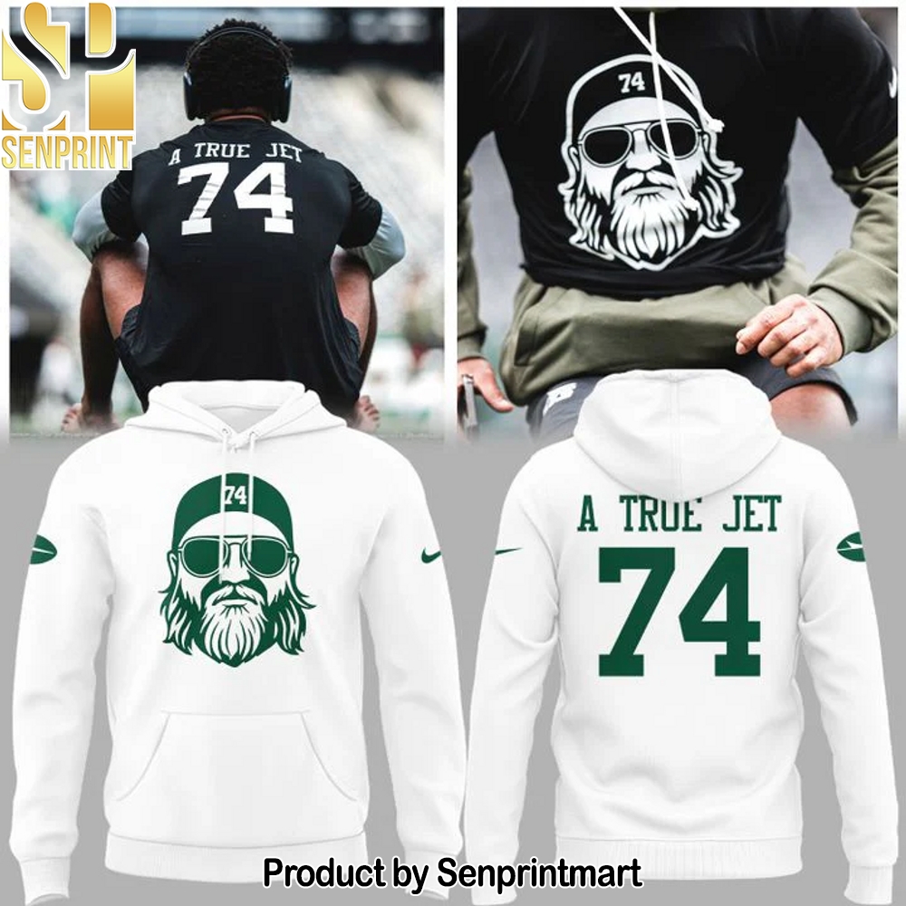 74 A True Jet Nick Mangold White Hoodie – Sports Fan Outfit 3641