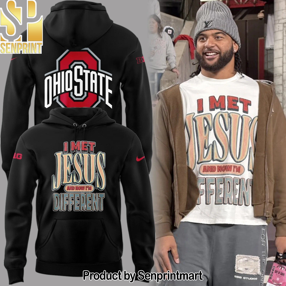 Back at Ohio State, J.T. Tuimoloau makes a statement in the ‘I MET JESUS AND NOW I’M DIFFERENT’ Hoodie – Sports Fan Outfit 4169