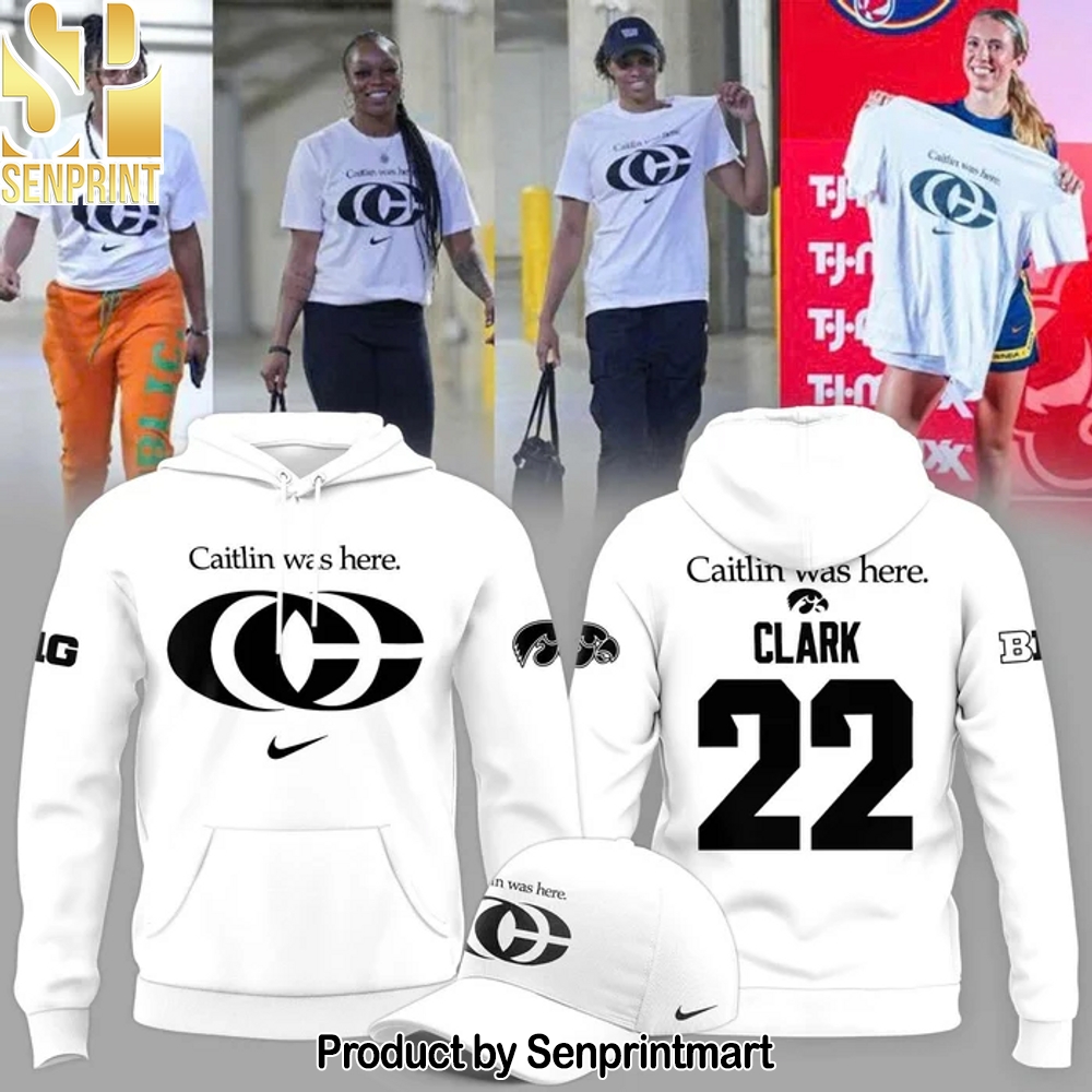 Caitlin Was Here – Caitlin Clark Signature Swoosh Logo Hoodie V6 White – Sports Fan Outfit 3806