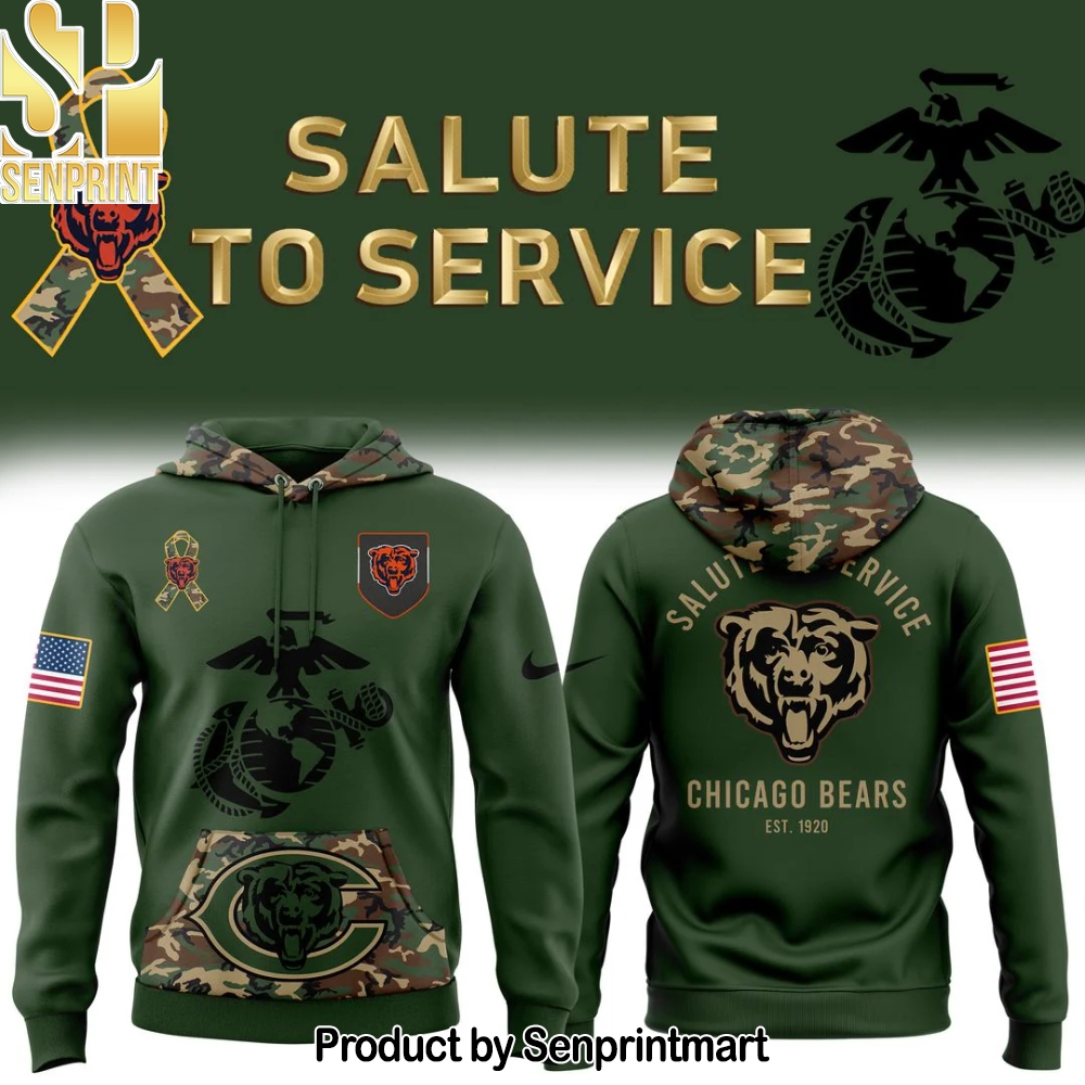 Chicago Bears 2025 NFL Salute to Service Marines 250 Unisex Shirt – Sports Fan Outfit 3293