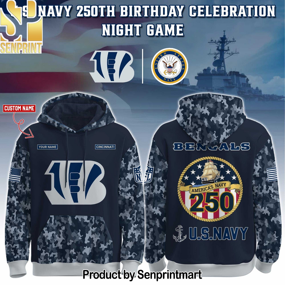 Cincinnati Bengals Navy 250th Birthday For Fans Shirt – Sports Fan Outfit 2795