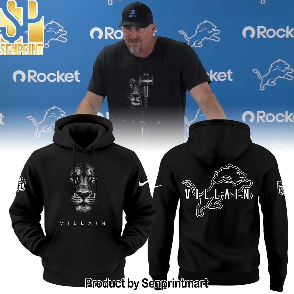 Dan Campbell Wearing Detroit Lions Villain Hoodie – Sports Fan Outfit 1292