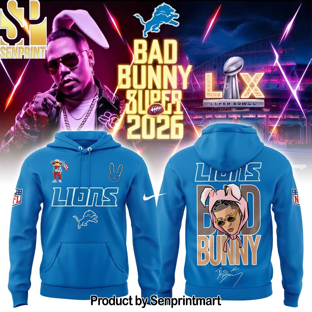 Detroit Lions x Bad Bunny Super Bowl 2026 Unisex Shirt V2 – Sports Fan Outfit 3895