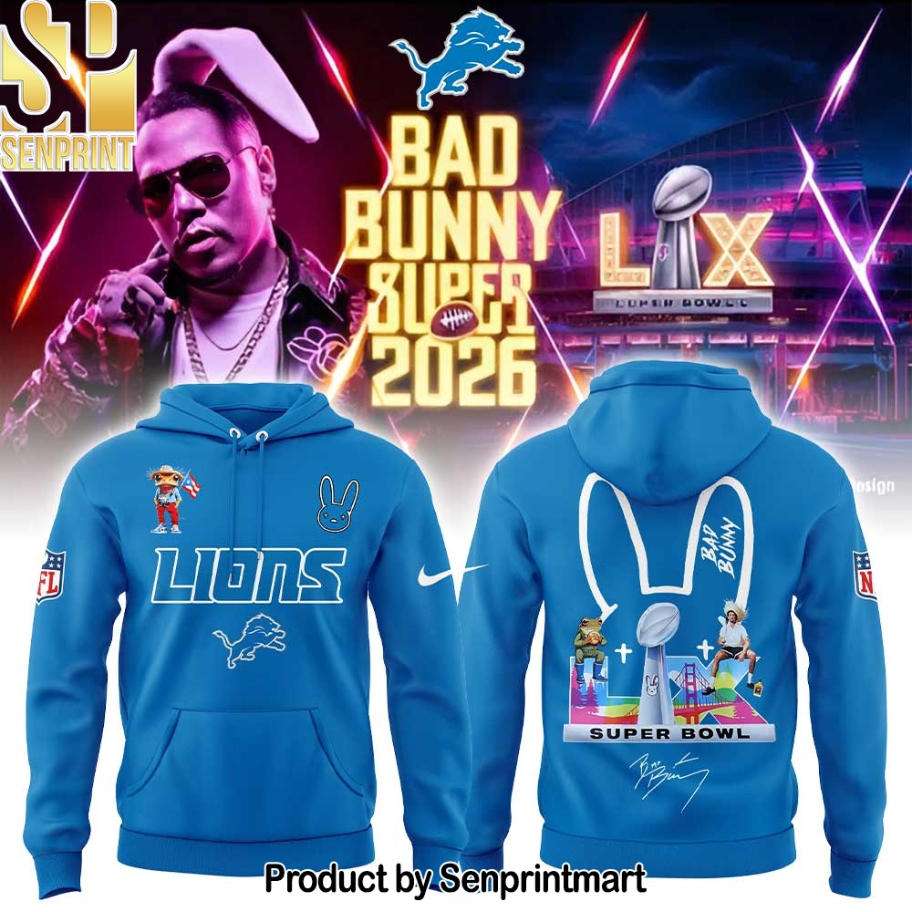Detroit Lions x Bad Bunny Super Bowl 2026 Unisex Shirt V3 – Sports Fan Outfit 3913
