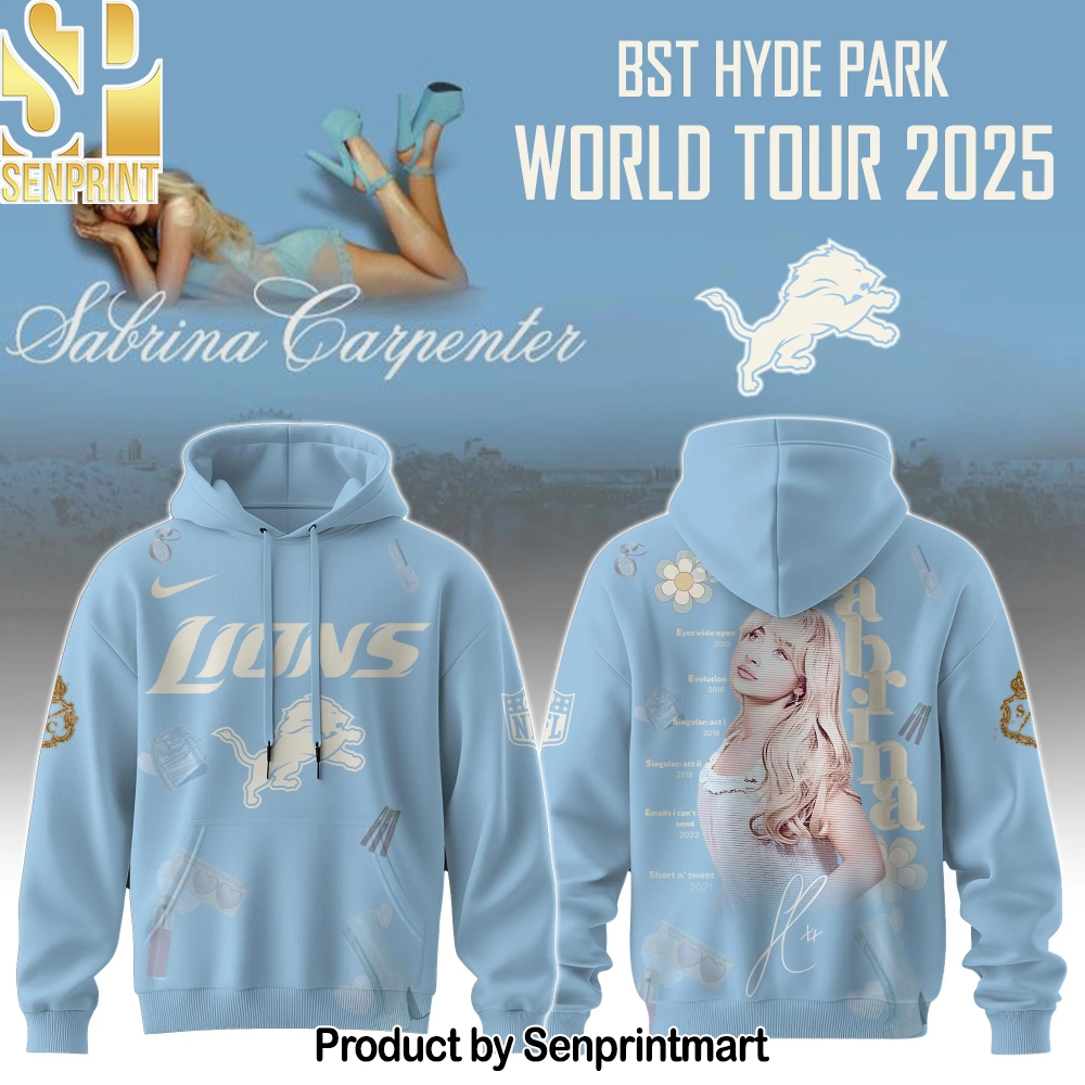 Detroit Lions x Sabrina Carpenter _Short n’ Sweet Tour_ Full Printing Shirt – Sports Fan Outfit 4119