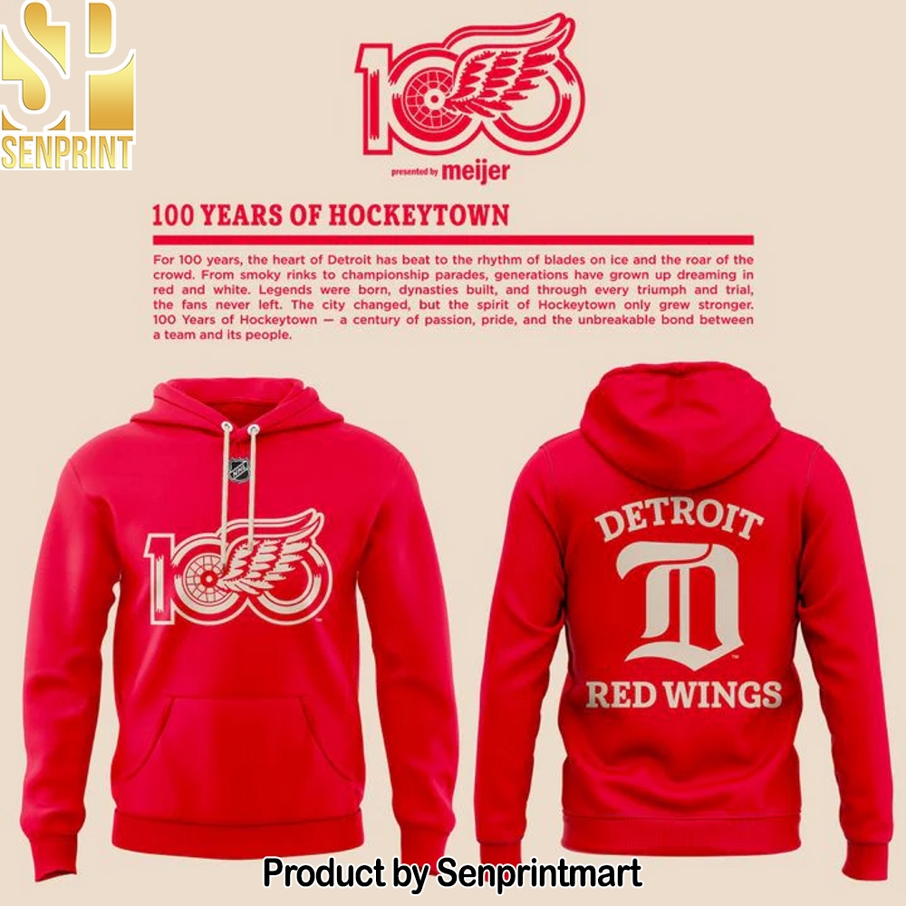 Detroit Red Wings _100 YEARS OF HOCKEYTOWN_ Hoodie – Sports Fan Outfit 3442