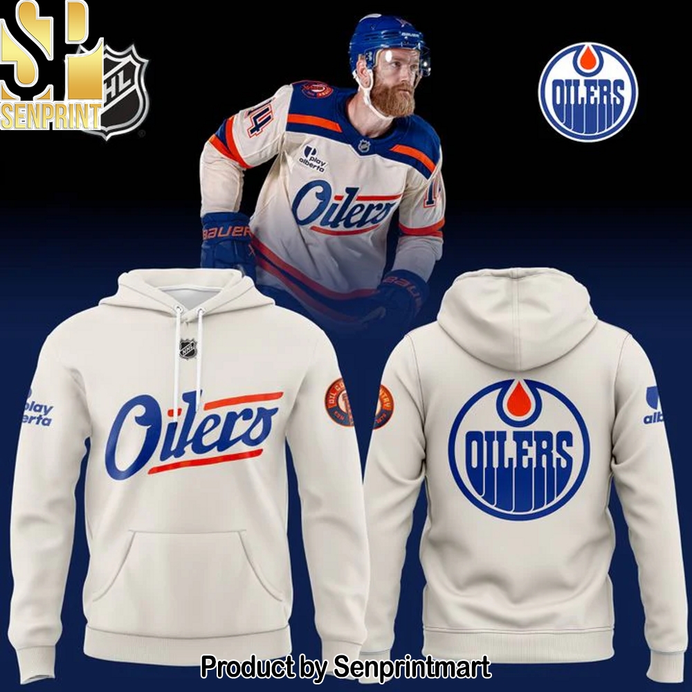 Edmonton Oilers Blank Premium Cream Alternate Hoodie – Sports Fan Outfit 2166