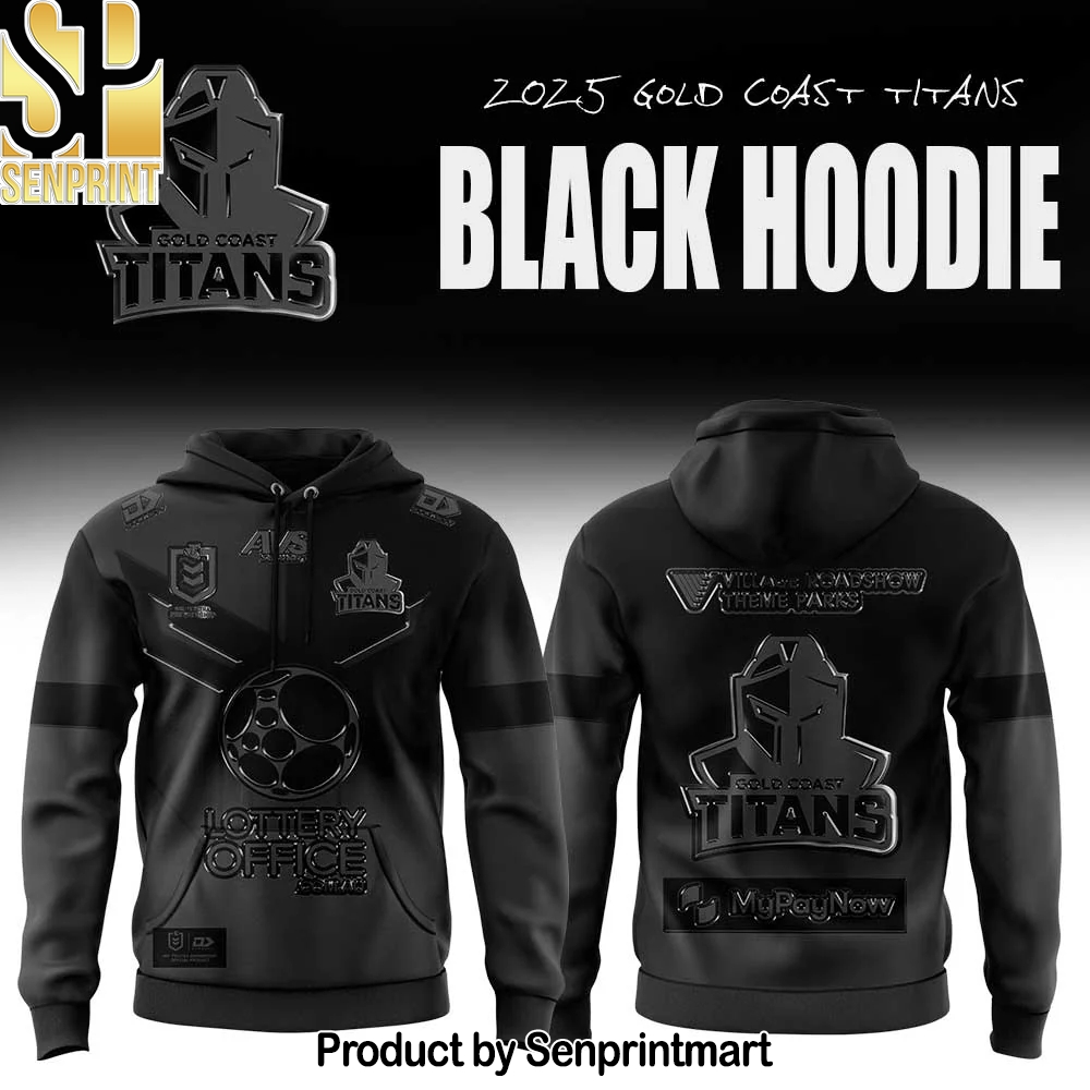 Gold Coast Titans Back In Black Hoodie – Sports Fan Outfit 2863