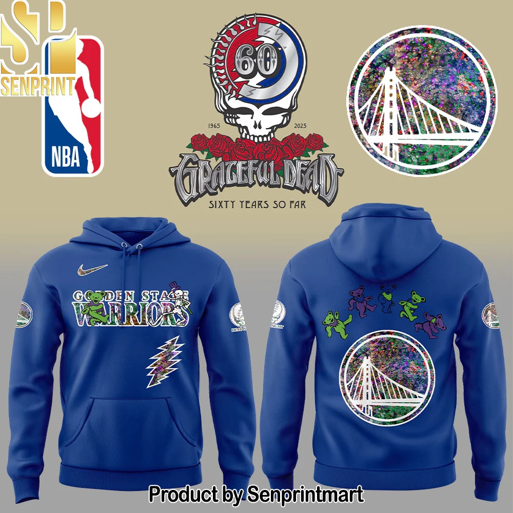 Golden State Warriors Grateful Dead 60th Anniversary Blue Hoodie – Sports Fan Outfit 3748
