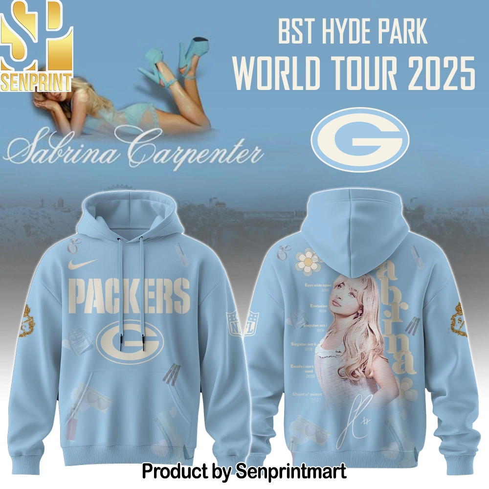 Green Bay Packers x Sabrina Carpenter _Short n’ Sweet Tour_ Full Printing Shirt – Sports Fan Outfit 4157