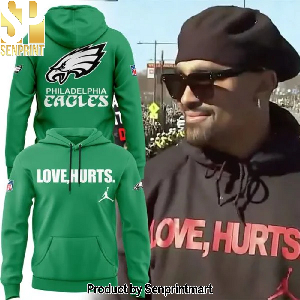 Jalen Hurts with the ‘Love, Hurts’ Hoodie Green – Sports Fan Outfit 2955