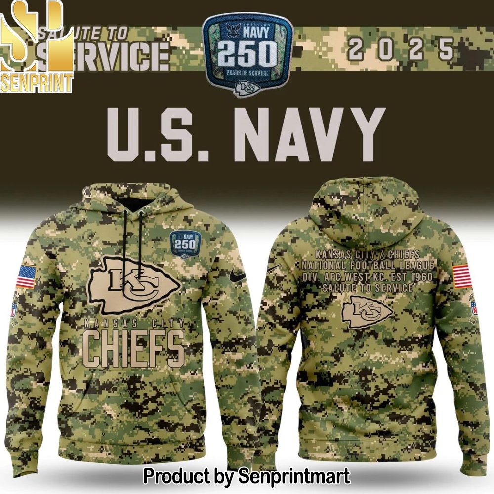 Kansas City Chiefs 2025 NFL Salute to Service Army 250 Hoodie – Sports Fan Outfit 4088