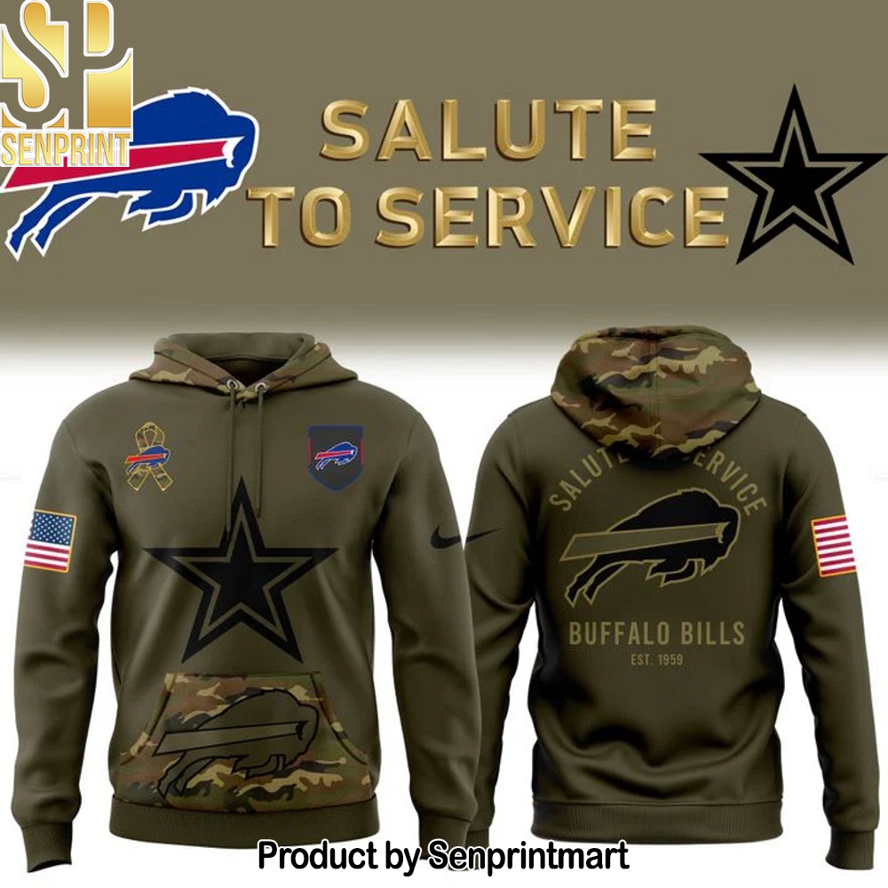 Men’s Buffalo Bills 2025 NFL Salute to Service Army 250 Hoodie – Sports Fan Outfit 4078