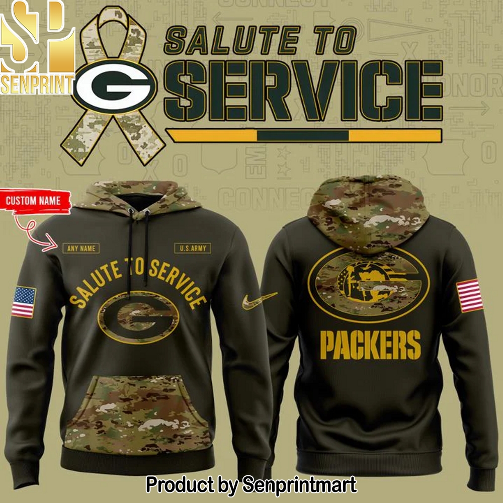 Men’s Camo Green Bay Packers 2025 NFL Salute to Service Limited Pullover Hoodie – Sports Fan Outfit 4135