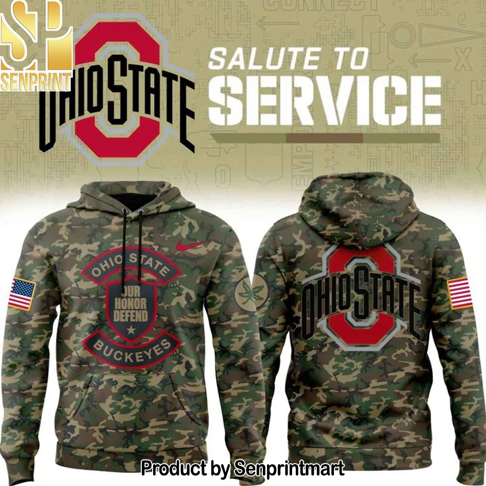 Men’s Nike Camo Ohio State Buckeyes 2025 Military Appreciation Club Fleece Pullover Hoodie – Sports Fan Outfit 2060