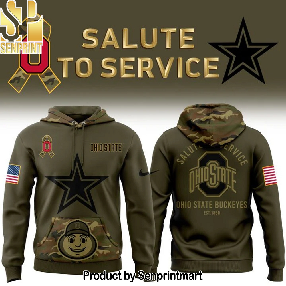 Men’s Ohio State Football 2025 Salute to Service Army 250 Hoodie – Sports Fan Outfit 4134