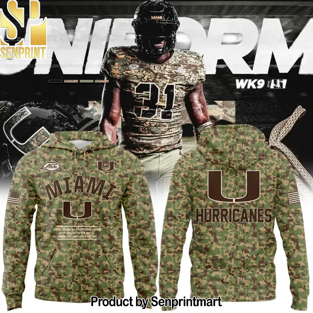 Miami Hurricanes Football Military Appreciation Camo Hoodie – Sports Fan Outfit 2530