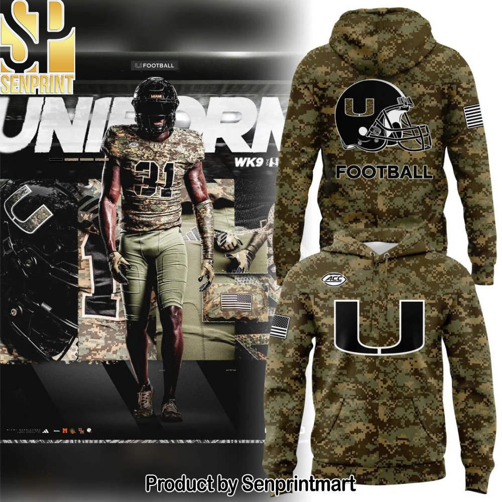 Miami Hurricanes Football Military Appreciation Camo Hoodie – Sports Fan Outfit 2920