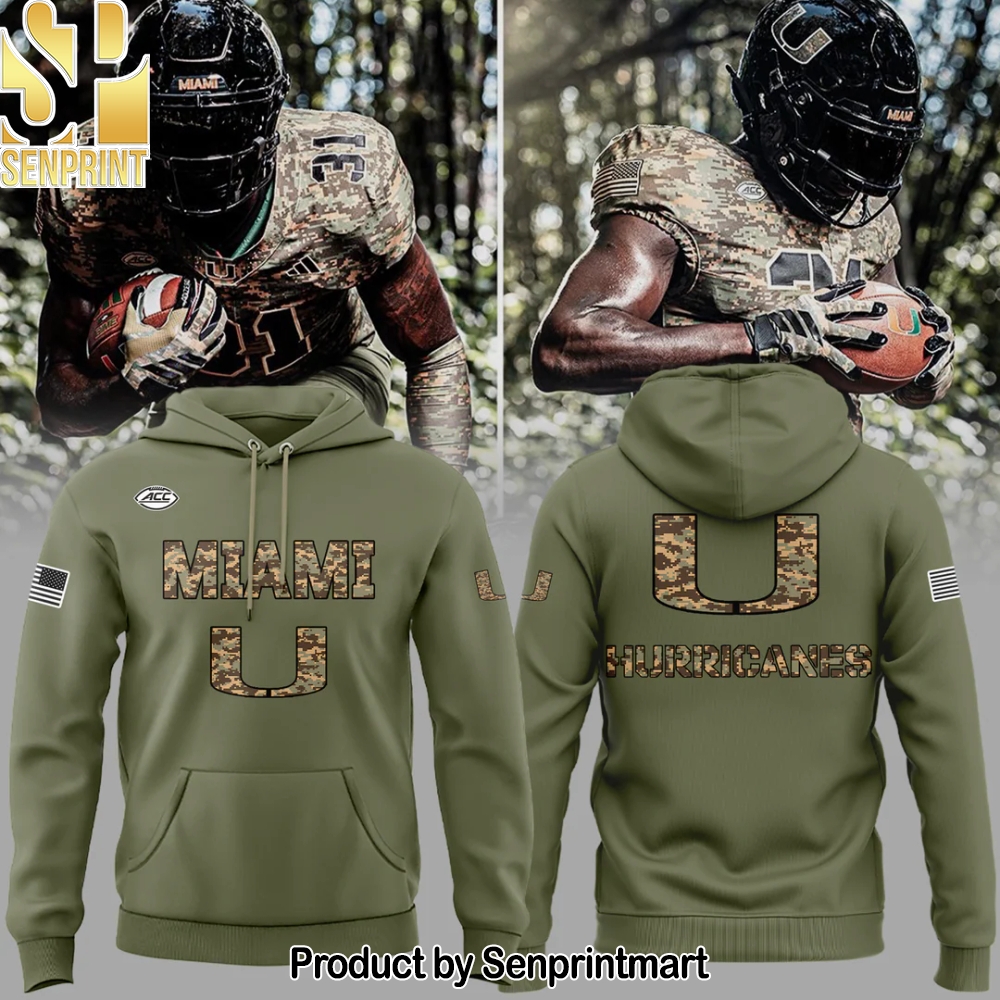 Miami Hurricanes Football Military Appreciation Camo Hoodie – Sports Fan Outfit 3267