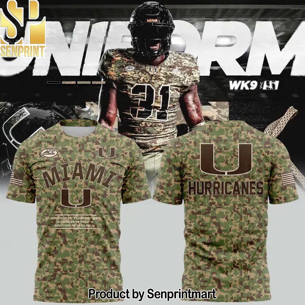 Miami Hurricanes Football Military Appreciation Camo T-Shirt – Sports Fan Outfit 4245