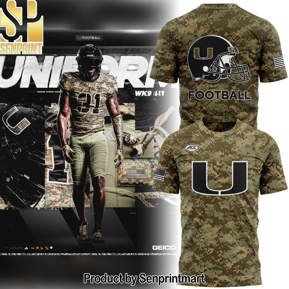 Miami Hurricanes Football Military Appreciation Camo T-Shirt – Sports Fan Outfit 4262