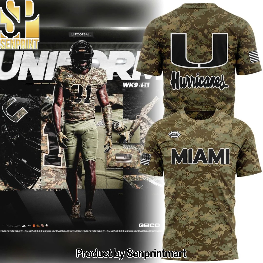 Miami Hurricanes Football Military Appreciation Camo T-Shirt – Sports Fan Outfit 4268
