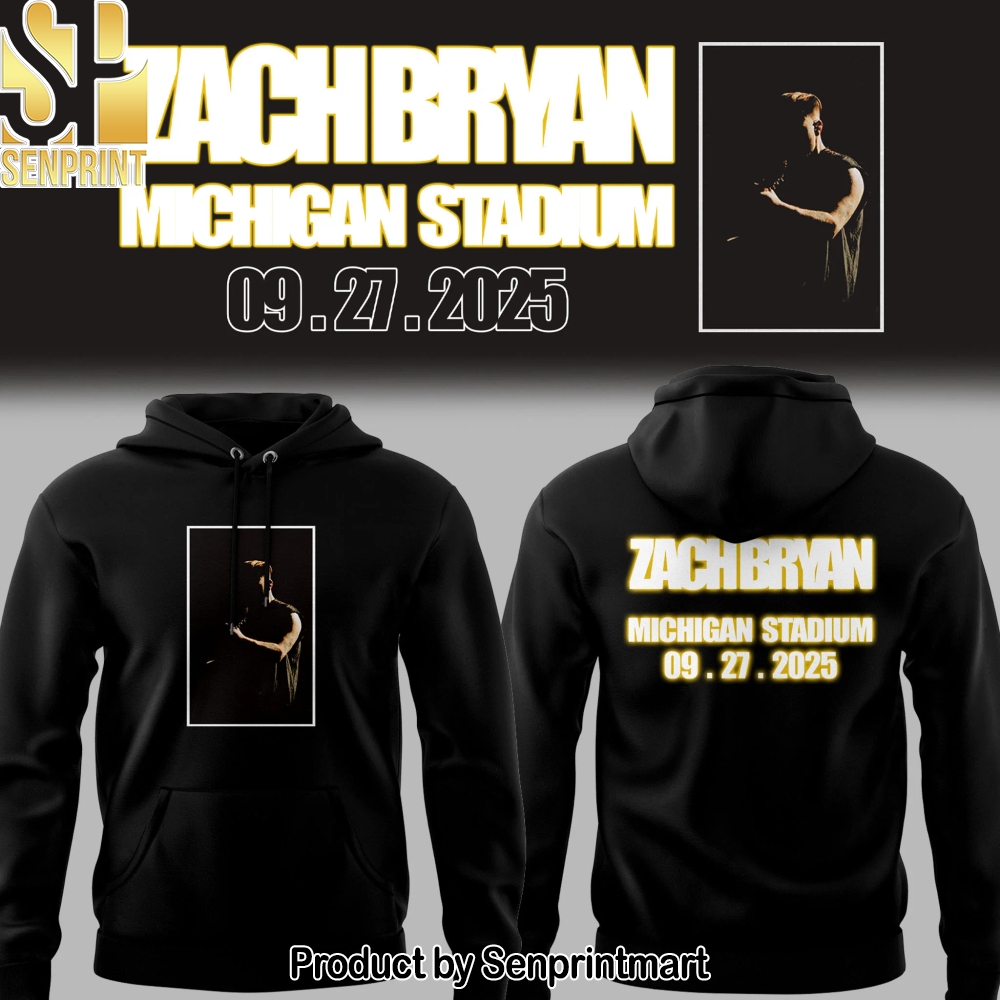 Michigan Fb Zach _The Quittin’ Time Tour 2025_ Michigan Stadium Black Hoodie – Sports Fan Outfit 3983